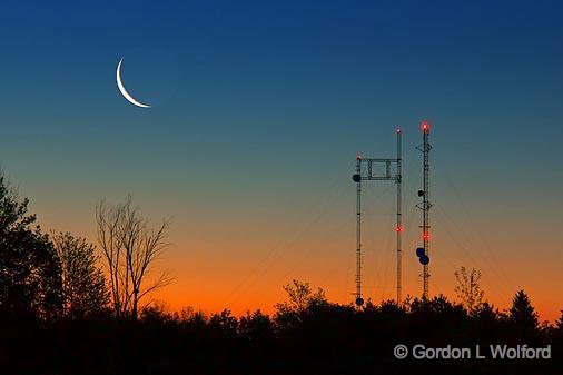 Dawn Moon_16201.jpg - Communication Towers photographed near Ottawa, Ontario - the Capital of Canada.